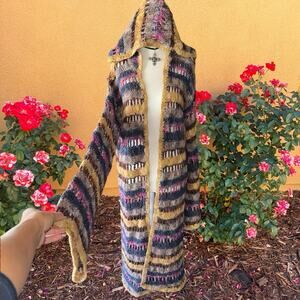Free People Maggie Crochet Multi Colored Flare Sleeved Cardigan Sweater